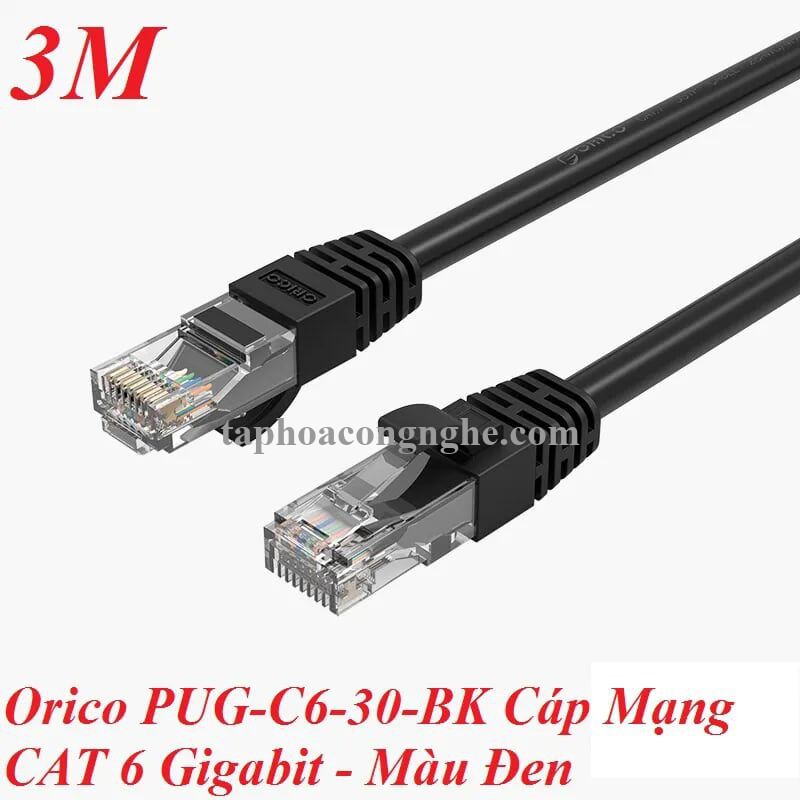 Orico 97378 PUG-C6-30-BK cat6 gigabit 3m màu đen Cáp mạng 30097378